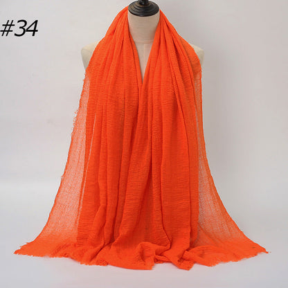 Pure Color Pleated Cotton Scarf Cotton And Linen Scarf