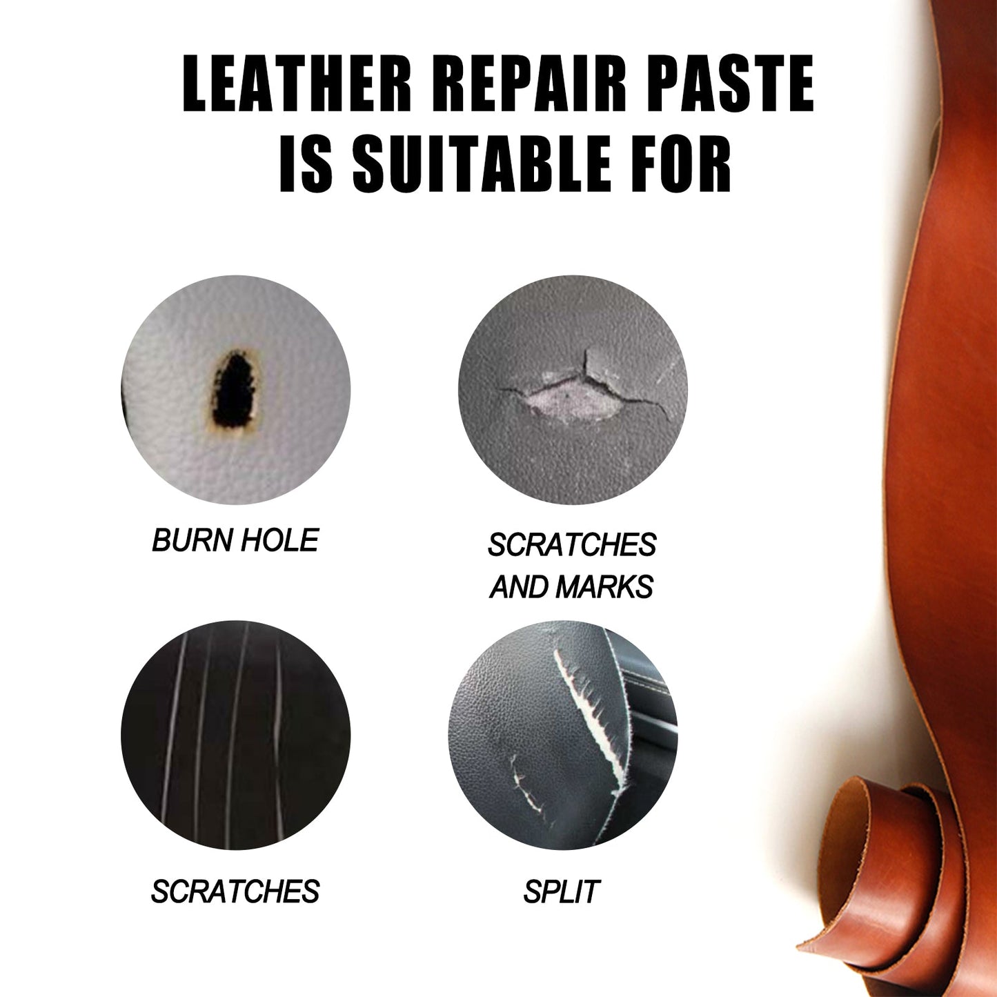 Paintable Repairs Filler, Car Seat Scratch Repair Sofa Leather Repair Cream