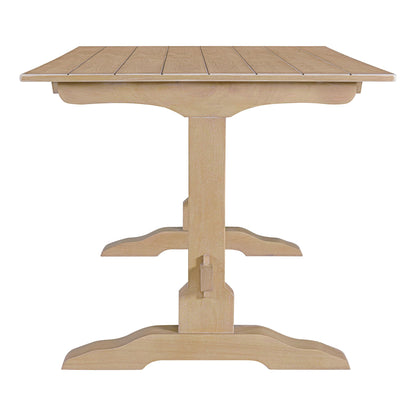 TREXM 3-piece retro dining table, rectangular stand table, and 2 4-person wooden stools (made of natural wood)