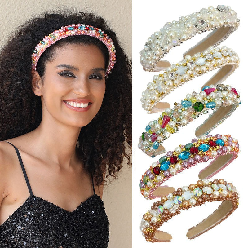 Fashionable and versatile handmade beaded crystal pearl hair accessories