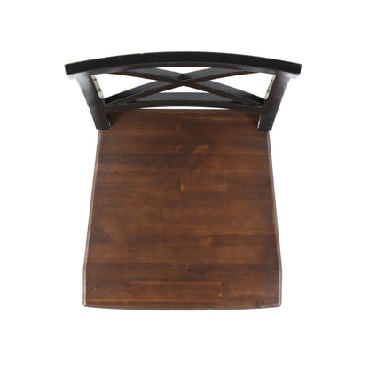 Roshan Farmhouse Acacia Wood Dining Chairs, Black / Walnut (Set of 2)