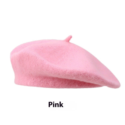 Women's Wool Beret Vintage British Knitted Painter Cap Warm Hat