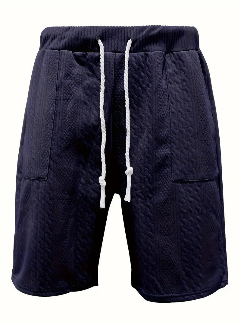 Men's Jacquard V Neck Shirt & Shorts Set