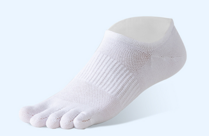 1 pair Pure Cotton Five Finger Short Socks Men Sweat Absorbent Antibacterial Breathable Mesh Boat Socks Running Sports Toe Sock