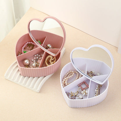 High-end luxury desktop large capacity compartment jewelry storage box with mirror