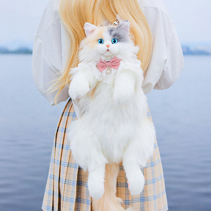 Unique Calico Cat Backpack, Doubles as a Plush Toy and Functional Bag