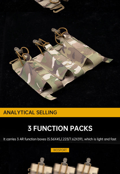 Outdoor 5.56 Triple Magazine Pouches Tactical Pouch Molle Mag Pouch for Hunting Vest