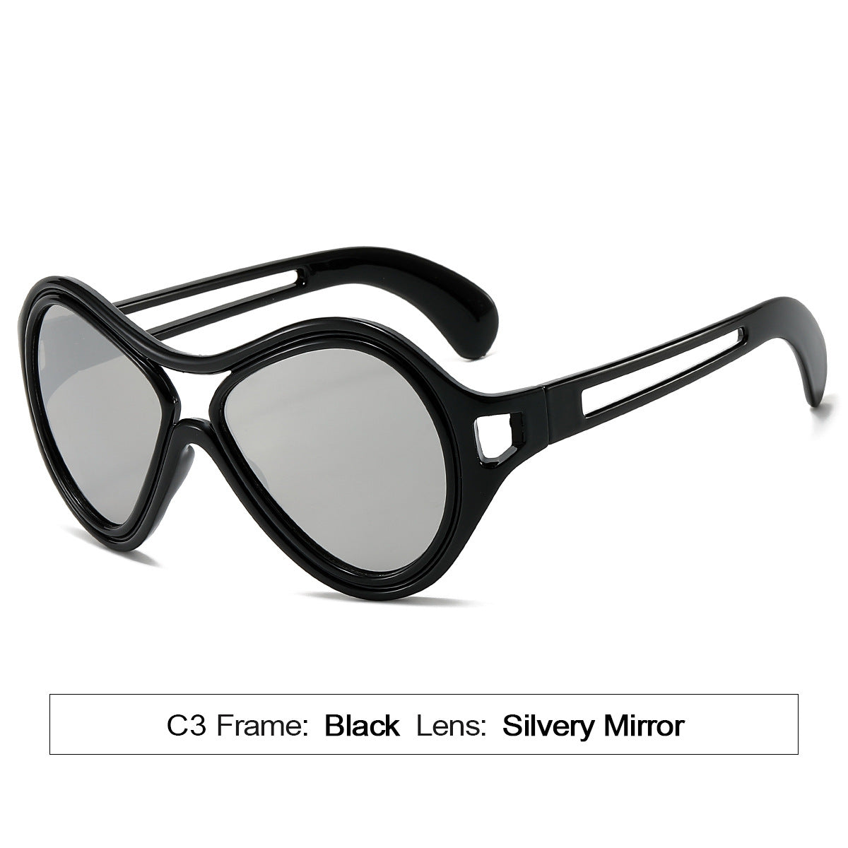 New European and American Sunglasses for Women UV400 Fashion Double Beam Round Frame Personalized PC Hollow Sunscreen Sunglasses