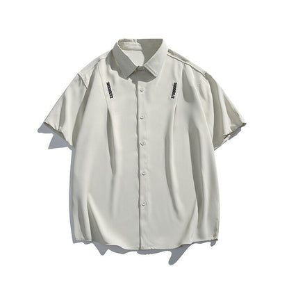 Letter embroidery loose casual short sleeved shirt for men