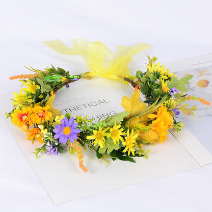 Flower garland scenic spot birthday wedding best friend bridesmaid headband small chrysanthemum flower wreath headwear