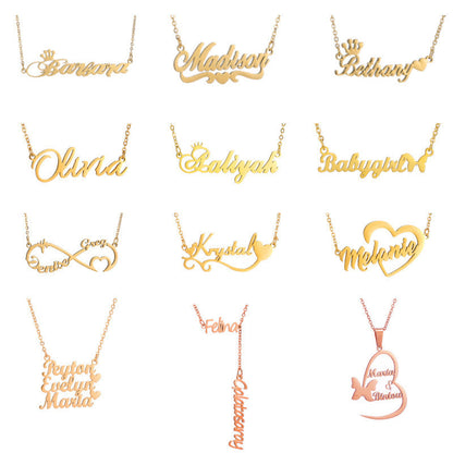 Stainless Steel Name Earrings Initials Buttons