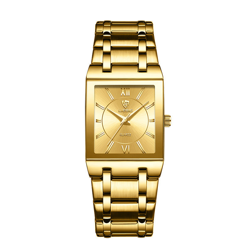 Business Style Steel Strap Couple Watch Square