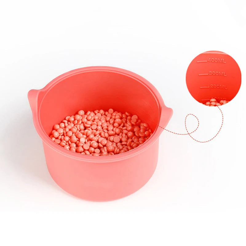 Wax Warmer Heat-resisting Replacement Silicone Bowls Hair Removal Wax With Stirring Stick Non-Stick Pan Hair Removal Tool
