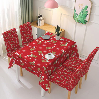 Christmas new polyester waterproof tablecloth one-piece printed chair cover festive decoration cartoon Santa Claus