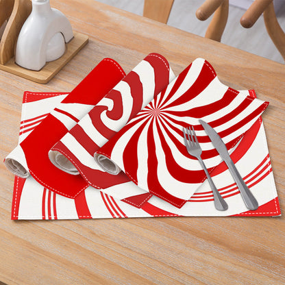 Christmas placemat red candy striped printed table mat holiday table decoration insulated mat coaster