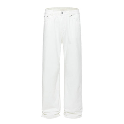 Loose Denim Pants Men's Street Trend Loose Straight Leg Trousers Pure Color Floor-Length Wide-Leg Long Pants