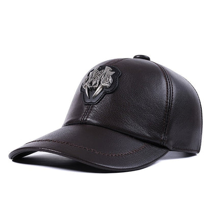 Genuine Leather Peaked Cap Goat Skin