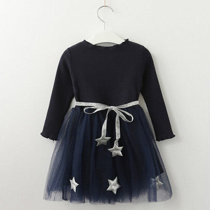 Bear Leader Girls Dress Pentagram Princess Dress Brand Girls Clothes Children Clothing European and American Style Girls Dresses