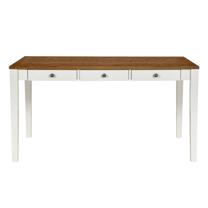 TOPMAX Mid-Century 6-Piece Wood Dining Table Set, Kitchen Table Set with Drawer  Upholstered Chairs and Bench  Butter Milk