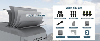 Umbrauto Class A RV Cover Upgraded Heavy Duty 7 Layers Top Windproof Breathable Class A Motorhome Camper Cover,Grey