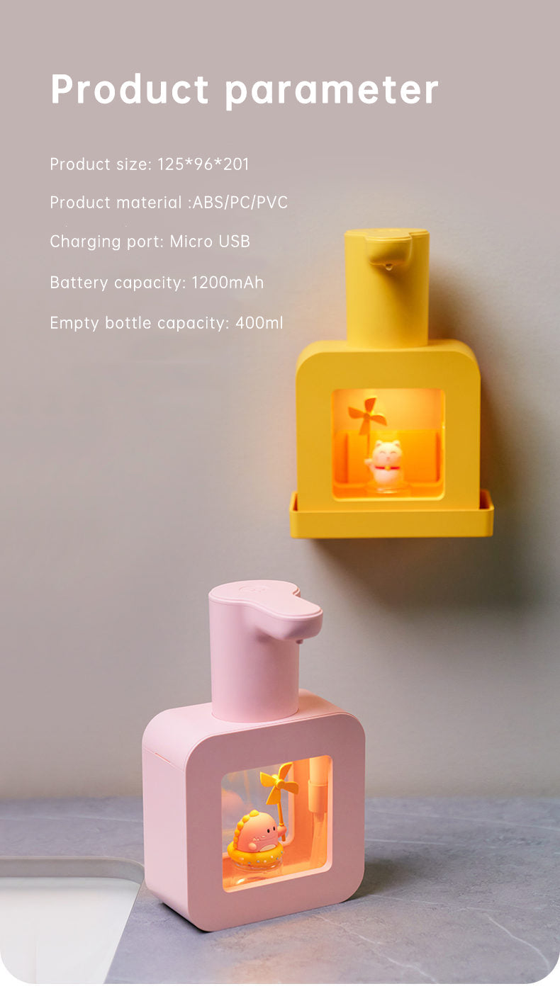 Cute Cat Rechargeable Touchless Automatic Soap Dispenser 400ml Kids foam Soap Dispenser with Night Light
