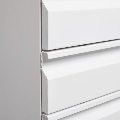 Locked three drawer storage mobile metal filing cabinet, pre assembled filing cabinet, except for wheels under the table (white)