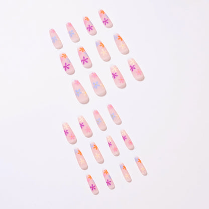 Pastoral Series Rainbow Sunflower Wearing Nail Enhancement Finished Products Fake Nail Enhancement Patch Nail Patch Removable Nail Patch