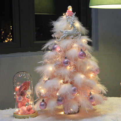 Pink Feather Desktop Christmas Tree Ornament