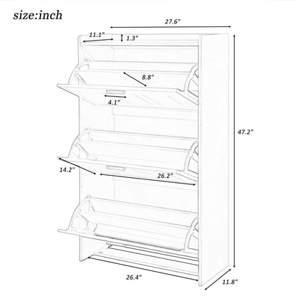 U-Can Shoe Storage Cabinet for Entryway with 3 Flip Drawers, Modern Shoe Organizer Cabinet, Free Standing Shoe Rack Black