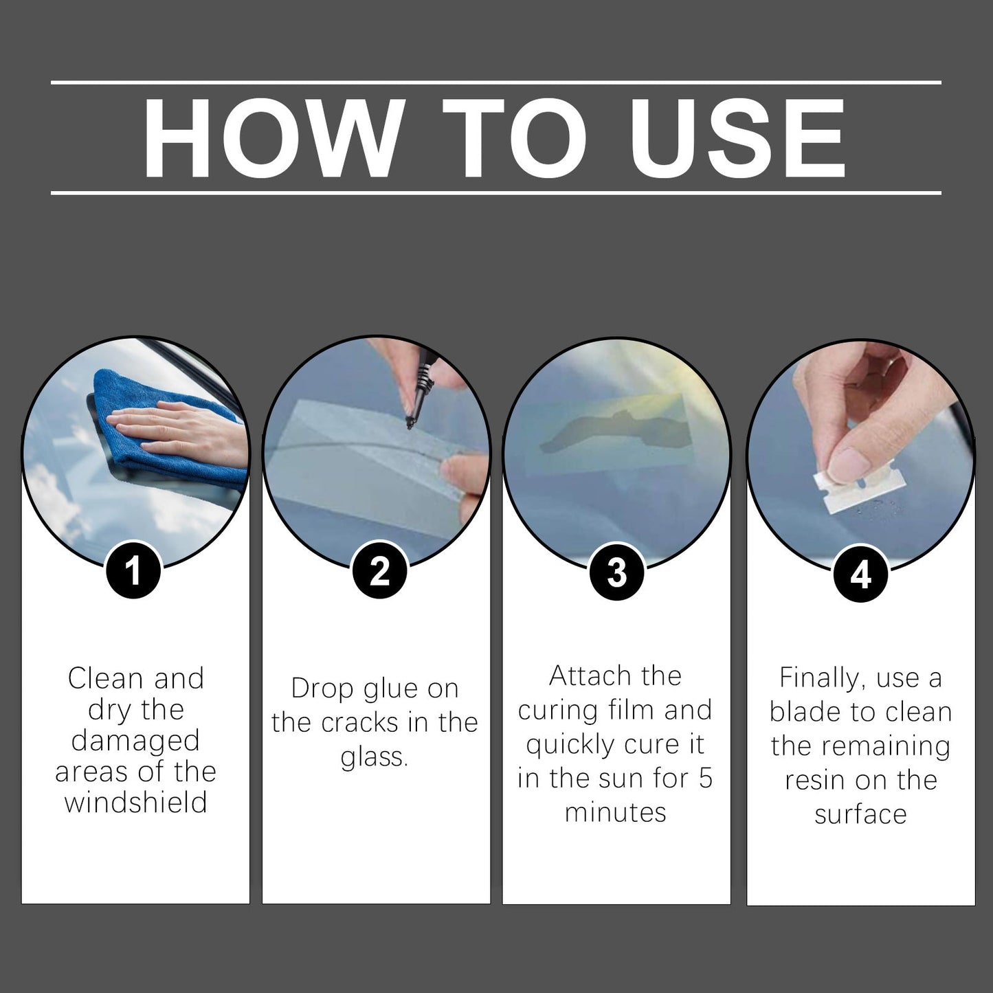 Car Windshield Repair Fluid Set, Car Front Windshield Repair Cracks Clear Vision