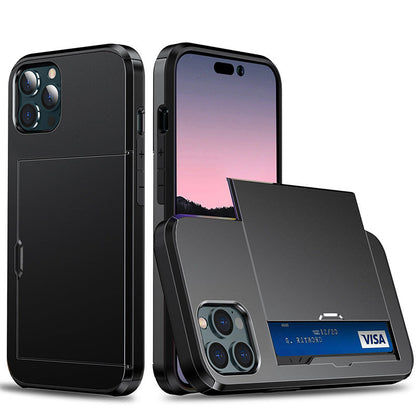 Applicable iphone 14 phone case Apple 13 slider insert card 2 in 1 anti-drop 12Pro wallet case XR