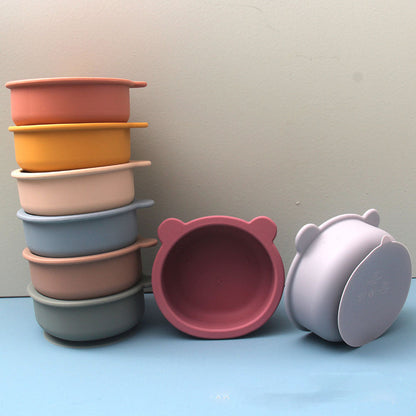 Children's tableware baby bowl children's silicone suction cup bowl bear food supplement bowl
