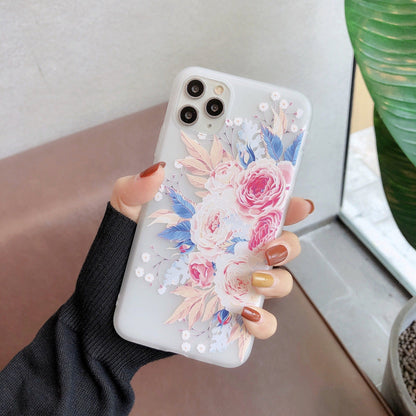 Frosted Transparent Creative Flower Phone Case