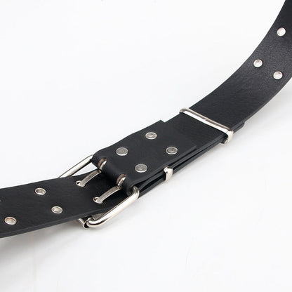 Women's Casual Star Double Row Air Hole Belt