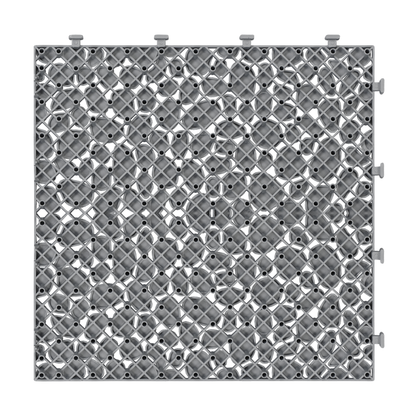12 x 12 inch gray interlocking deck tiles, plastic waterproof pebble pattern, pack of 12 pieces