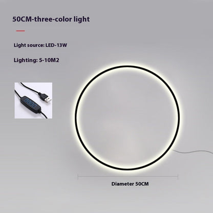 Minimalist Round Bedroom Bedside Lamp Wireless Living Room Sofa Background Wall Hotel Decorative Wall Lamp