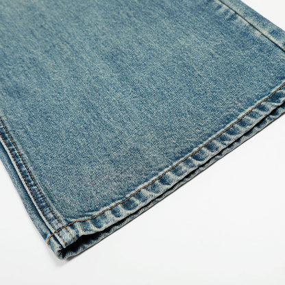 Hole-Washed Denim Long Pants Men's Loose Faded Whitewashed Wide-Leg Straight Trousers European and American Street Fashion Versatile Dad Pants