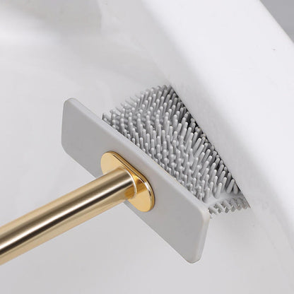 Luxury Toilet Brush Wall Mounted Holder Silicone Flat Head Cleaning Brush Corner Gap Cleaner