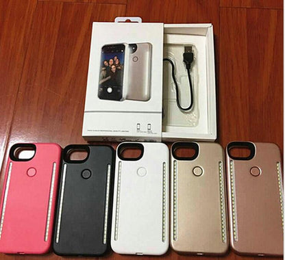 Light Up Duo Case for iPhone X SE 6 7 8 Plus Selfie Luminous Cover with Retail Package