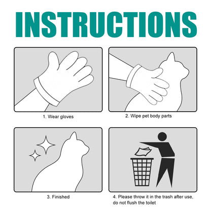 Pet Leave-In Cleaning Gloves Dog Bath Cat Clean Dry Cleaning Gloves Deodorizing Odor Removal