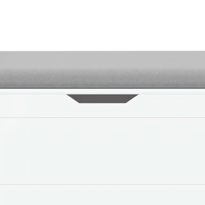 A white rubber wood children's toy box with soft cushioned seats, stools, flip covers, and safety hinges for toy storage