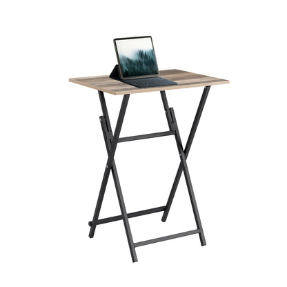 Rustic Brown and Black Single Dinning folding tray, TV Dinner Folding Tray, Industrial Side Table for Eating at Couch, Foldable