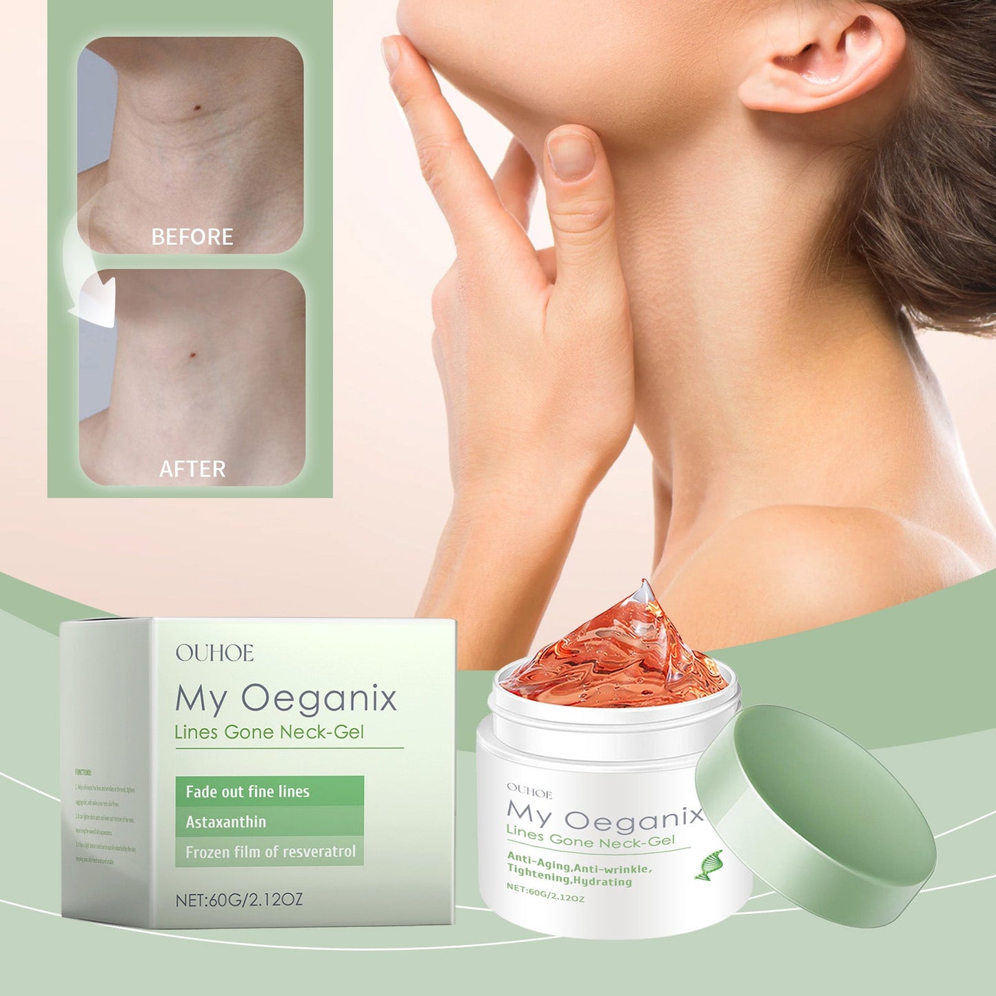 Lines Gone Neck Gel, Neck Moisturizer Improves Neck Lines And Moisturizes Skin Hydrating Gel