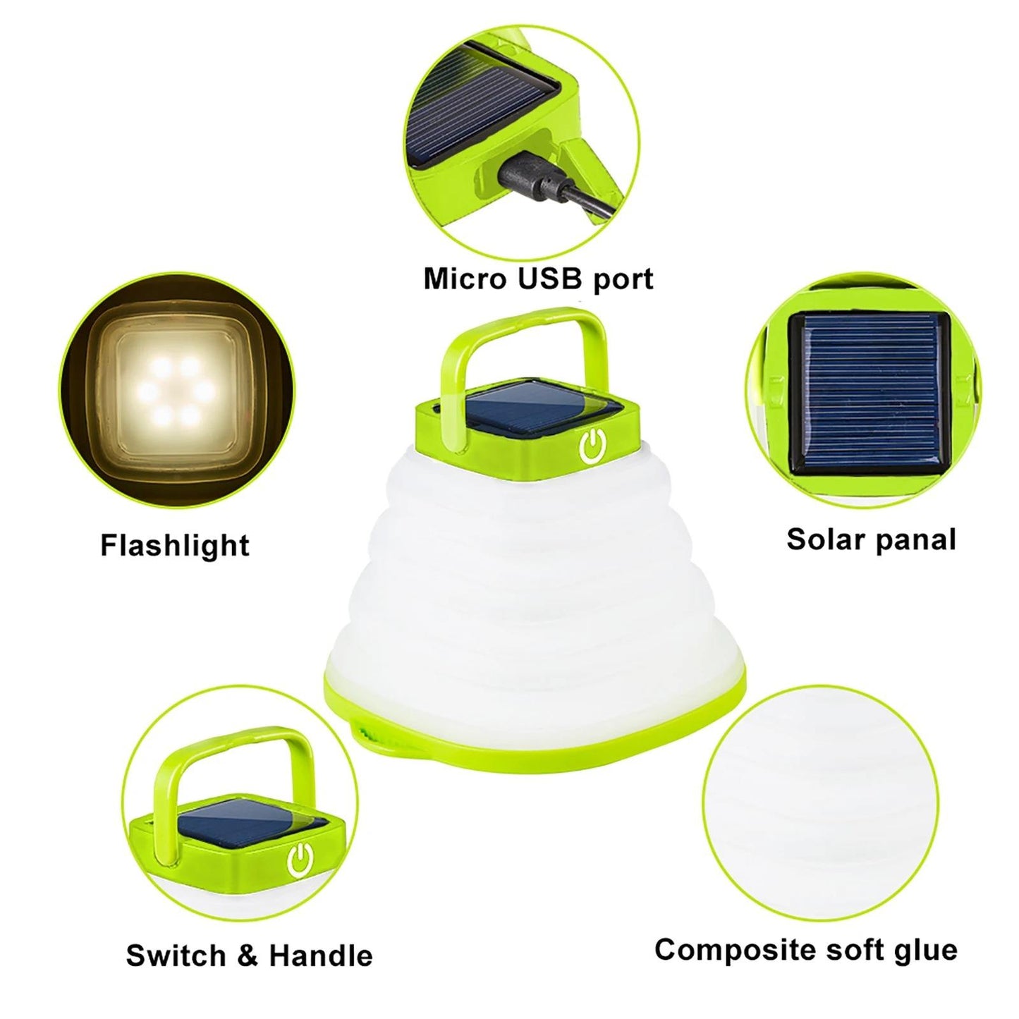Solar Soft Adhesive Light Telescopic Light Solar Outdoor Camping Light Portable Folding Light LED Bubble Light