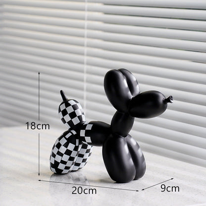 New black and white plaid balloon dog ornaments creative TV cabinet wine cabinet living room porch resin crafts