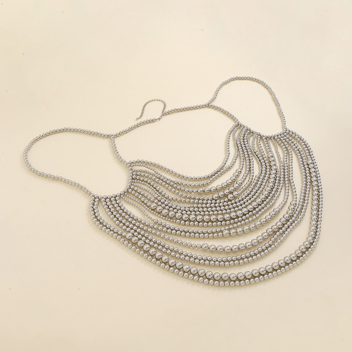 Multi layer imitation pearl black chain woven pearl layered body chain