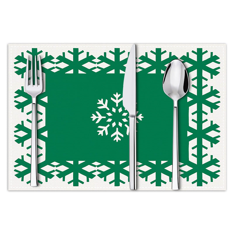 Christmas snowflake print placemat Christmas party decoration table mat living room dining table insulation mat