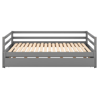 Twin or Double Twin Daybed with Trundle Gray