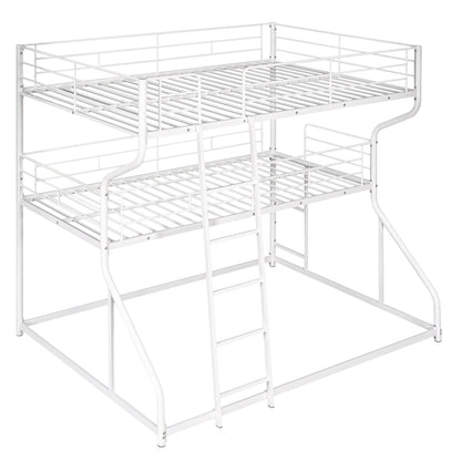 Full XL over Twin XL over Queen Size Triple Bunk Bed with Long and Short Ladder White