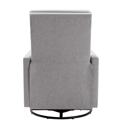 Modern Upholstered Rocker Nursery Chair Plush Seating Glider Swivel Recliner Chair Gray